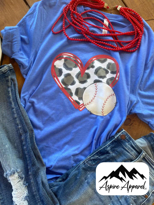 Leopard Baseball Heart - Build Your Own Shirt